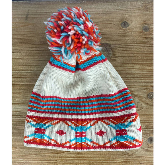 Jada Lee Other - VTG Jada Lee Utah USA 100% wool stripe knit ski puff beanie hat